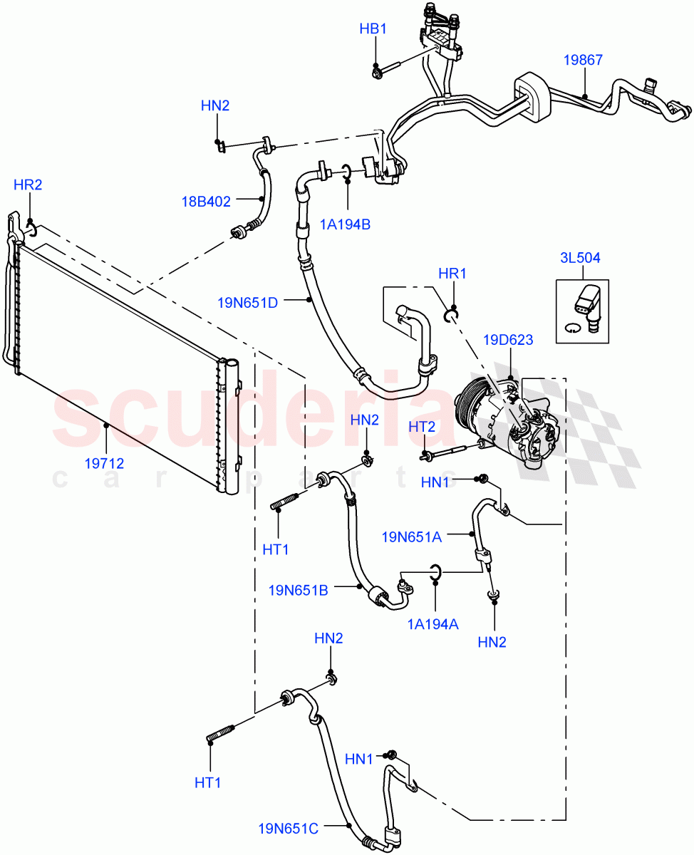 Air Conditioning Condensr/Compressr (Changsu (China), Electric Engine Battery-MHEV, Less Electric Engine Battery) ((V) TOMG575834) of Land Rover Land Rover Range Rover Evoque (2019+) [2.0 Turbo Diesel AJ21D4]