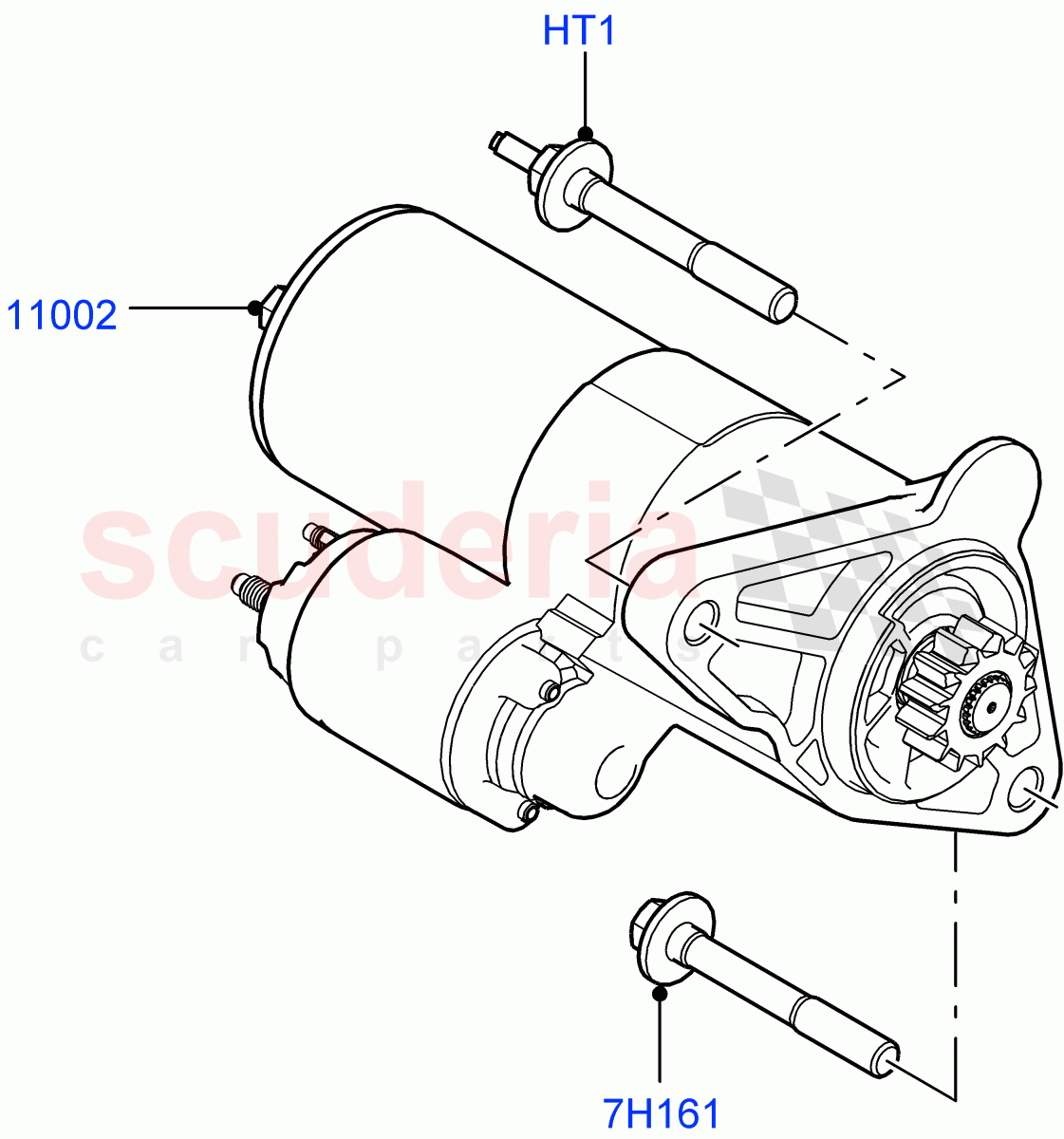 Starter Motor (2.0L AJ20P4 Petrol Mid PTA, Changsu (China)) of Land Rover Land Rover Range Rover Evoque (2019+) [2.0 Turbo Petrol AJ200P]