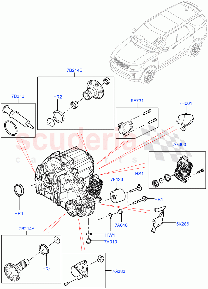Transfer Drive Components (Nitra Plant Build) (With 2 Spd Trans Case With Ctl Trac) ((V) FROMK2000001, (V) TOL2999999) of Land Rover Land Rover Discovery 5 (2017+) [3.0 I6 Turbo Diesel AJ20D6]