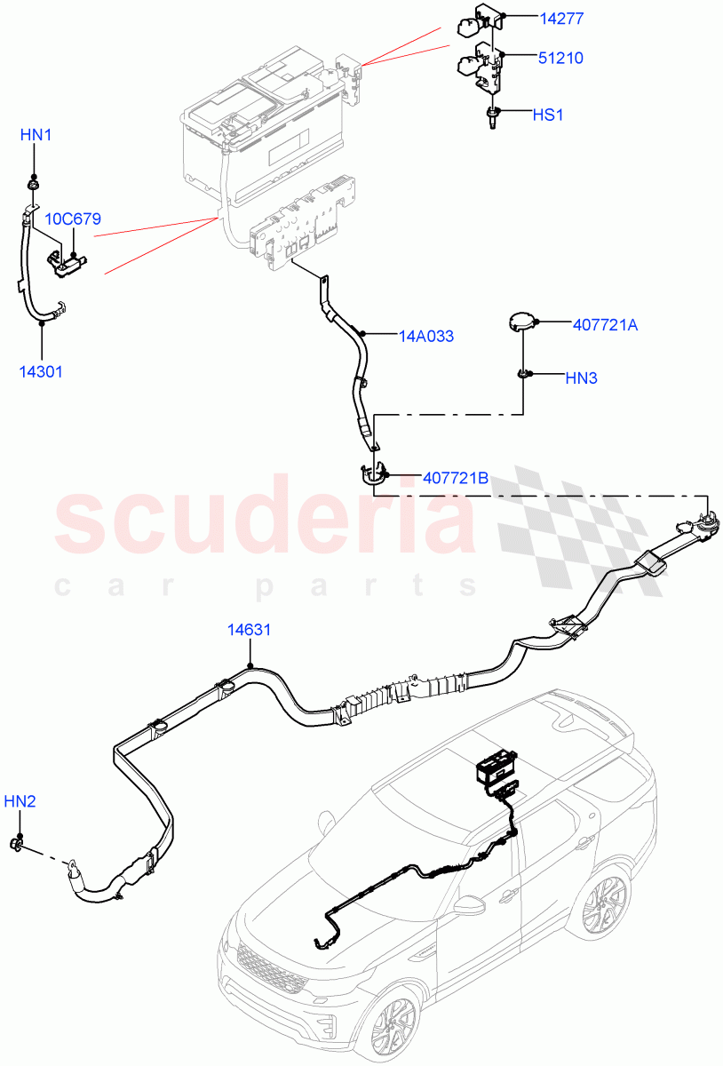 Battery Cables And Horn (Nitra Plant Build, Battery Cables) ((V) FROMK2000001) of Land Rover Land Rover Discovery 5 (2017+) [3.0 I6 Turbo Petrol AJ20P6]