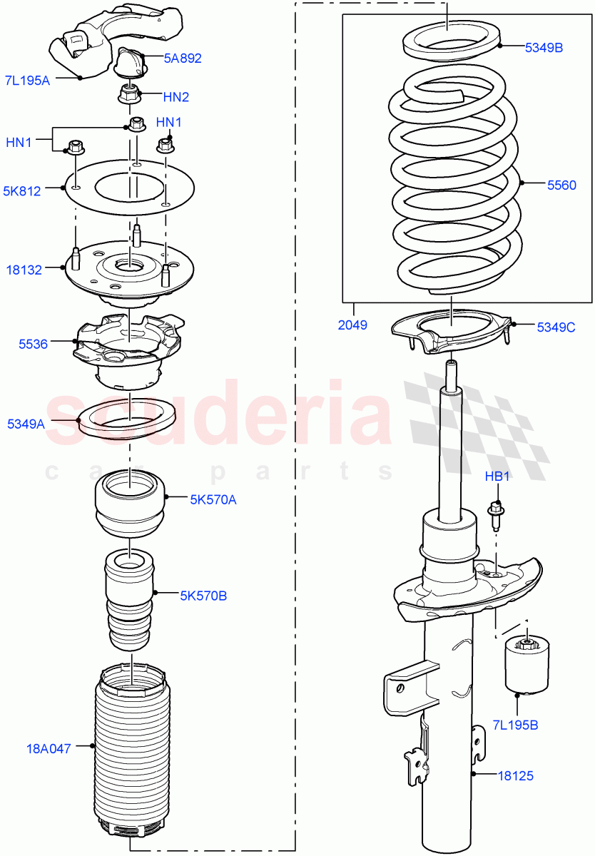 Rear Springs And Shock Absorbers (2 Door Convertible, Halewood (UK)) ((V) FROMGH125984) of Land Rover Land Rover Range Rover Evoque (2012-2018) [2.2 Single Turbo Diesel]
