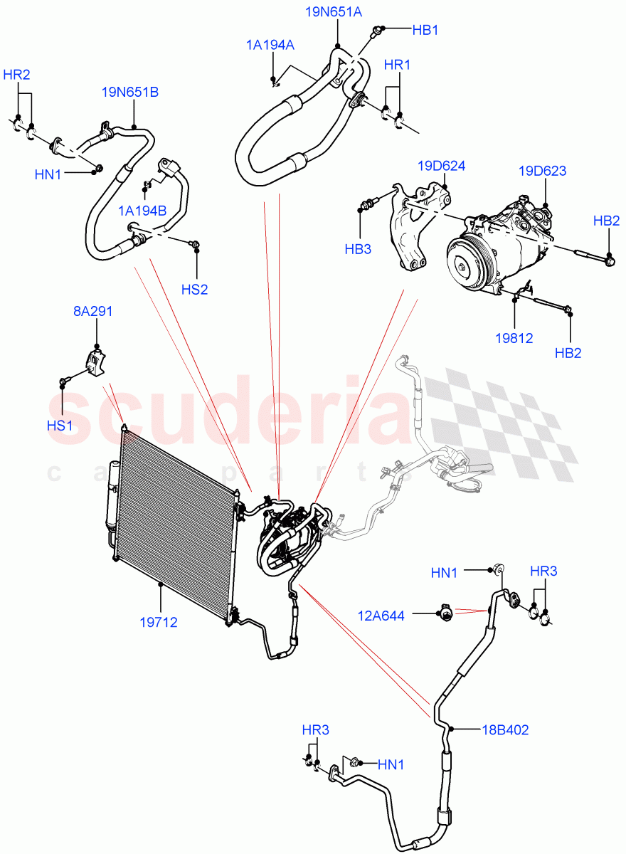 Air Conditioning Condensr/Compressr (Nitra Plant Build, Front) (3.0L AJ20P6 Petrol High) ((V) FROMM2000001) of Land Rover Land Rover Discovery 5 (2017+) [2.0 Turbo Diesel]