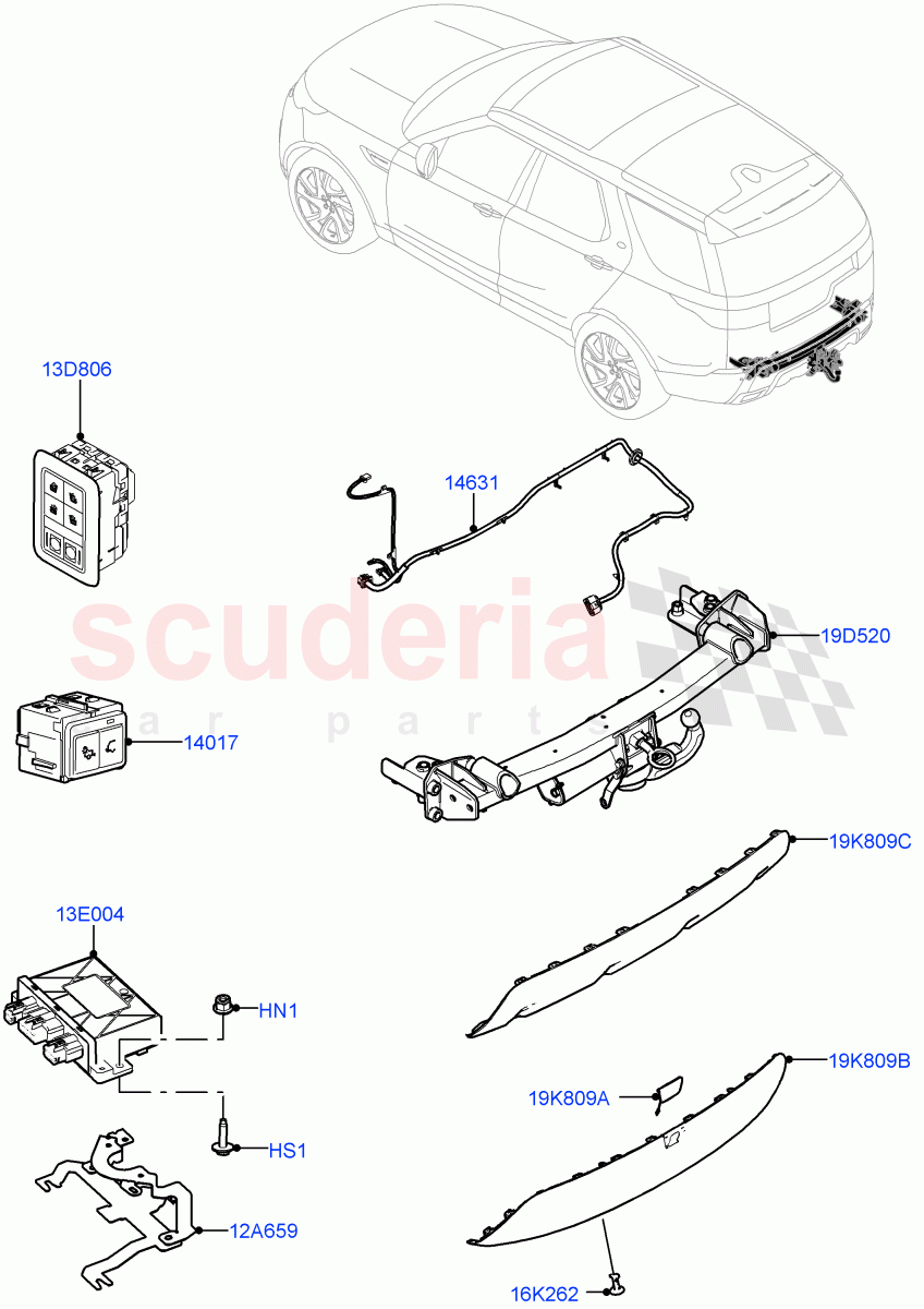 Towing Equipment (Electric Deployable Tow Bar) ((-) "CDN/USA") of Land Rover Land Rover Discovery 5 (2017+) [2.0 Turbo Petrol AJ200P]
