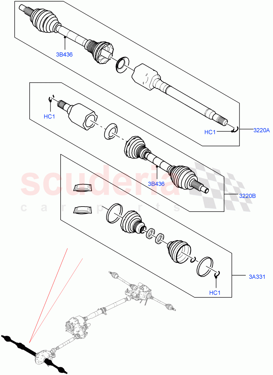 Drive Shaft - Front Axle Drive (Solihull Plant Build, Driveshaft) ((V) FROMHA000001) of Land Rover Land Rover Discovery 5 (2017+) [3.0 DOHC GDI SC V6 Petrol]