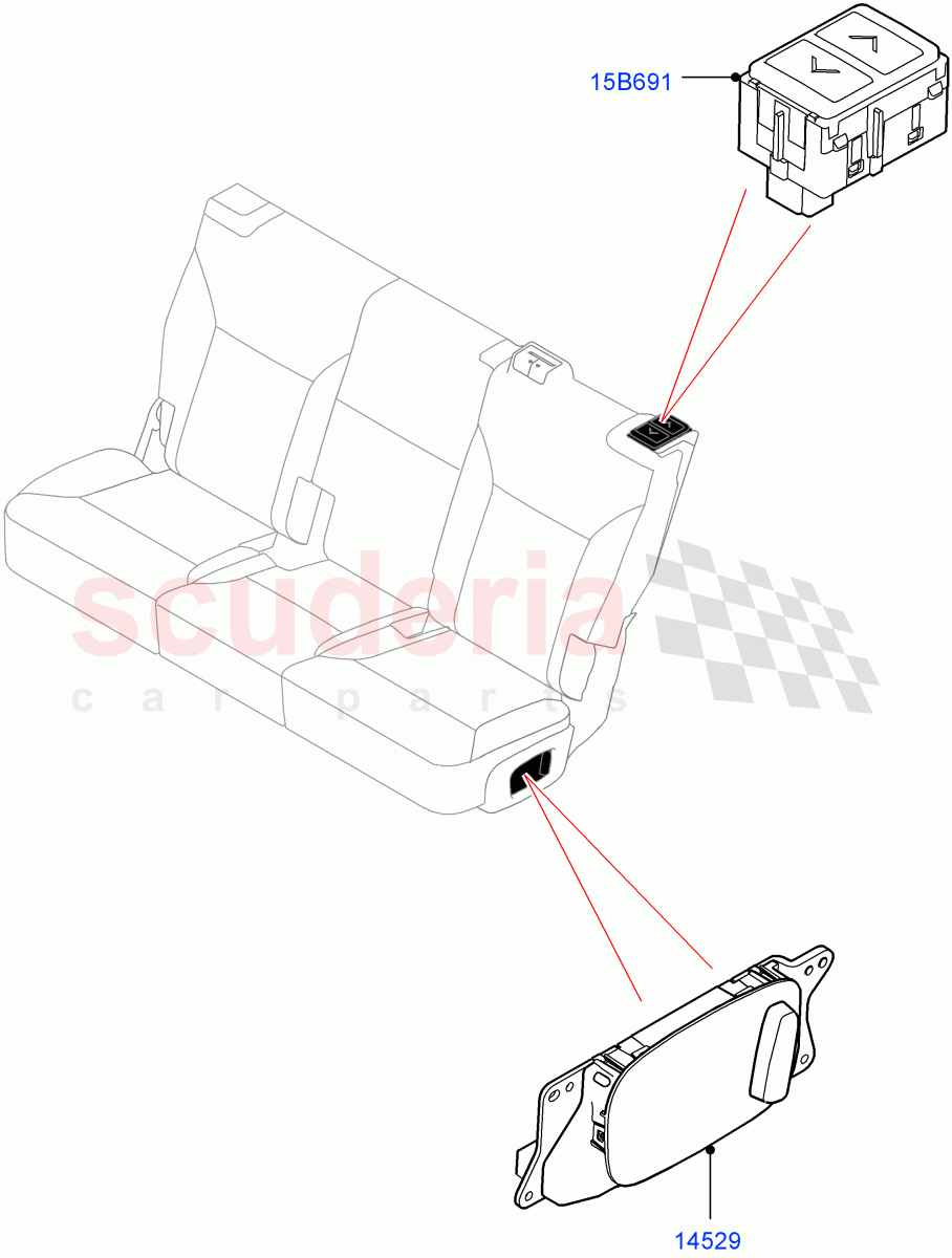 Switches (Solihull Plant Build, Rear Seats) (With Power Rear Seat Recliner) ((V) FROMHA000001) of Land Rover Land Rover Discovery 5 (2017+) [2.0 Turbo Diesel]