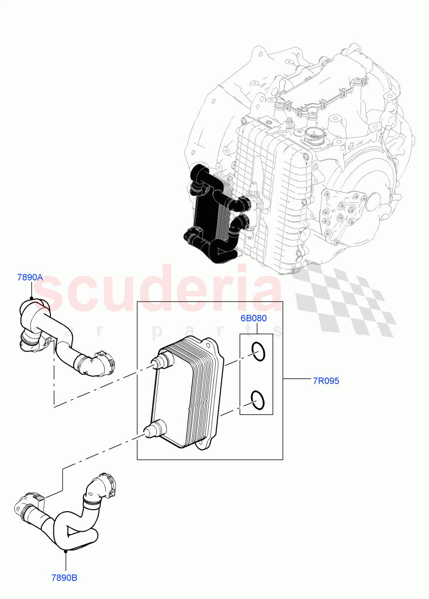 Transmission Cooling Systems (2.0L I4 Mid DOHC AJ200 Petrol, 9 Speed Auto AWD, Active Tranmission Warming, 2.0L I4 High DOHC AJ200 Petrol) ((V) FROMJH000001) of Land Rover Land Rover Range Rover Evoque (2012-2018) [2.0 Turbo Diesel]