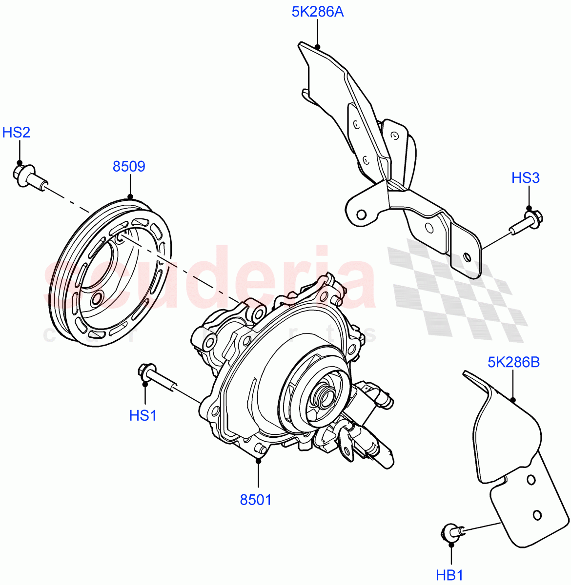 Water Pump (1.5L AJ20P3 Petrol High PHEV, Halewood (UK), 1.5L AJ20P3 Petrol High) ((V) FROMLH000001) of Land Rover Land Rover Discovery Sport (2015+) [1.5 I3 Turbo Petrol AJ20P3]
