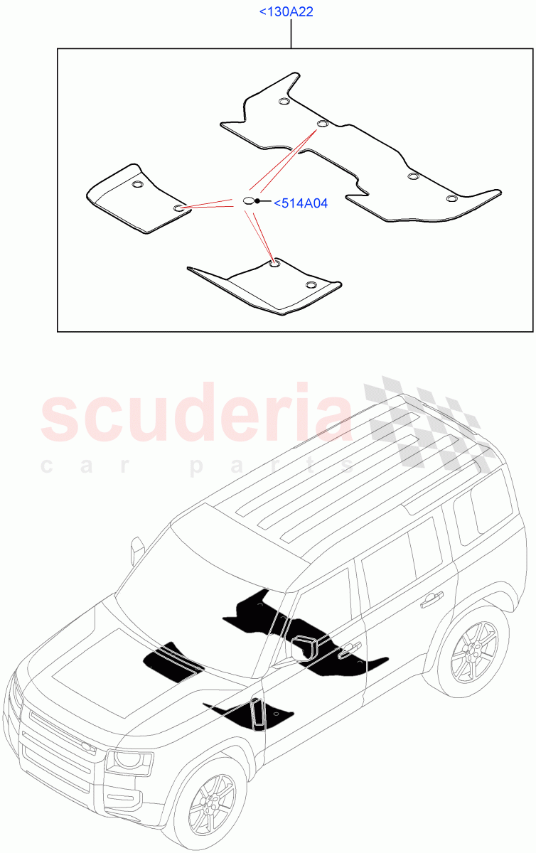 Floor Trim(Floor Mats)(Standard Wheelbase,Front Floor Carpet Mats) of Land Rover Land Rover Defender (2020+) [3.0 I6 Turbo Petrol AJ20P6]