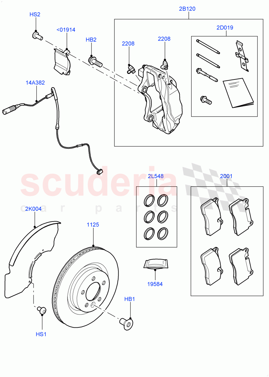 Front Brake Discs And Calipers(3.0L DOHC GDI SC V6 PETROL,Engine Power Source - 380PS/450NM)((V)TOFA999999) of Land Rover Land Rover Range Rover Sport (2014+) [5.0 OHC SGDI SC V8 Petrol]