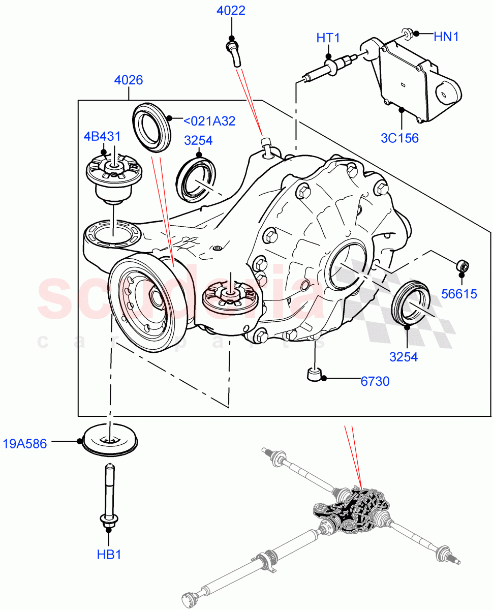 Rear Axle (3.0L AJ20P6 Petrol High, Rear Axle Open Diff w/TVBB, 3.0L AJ20D6 Diesel High, 2.0L AJ200P Hi PHEV) ((V) FROMMA000001) of Land Rover Land Rover Range Rover Velar (2017+) [3.0 I6 Turbo Diesel AJ20D6]