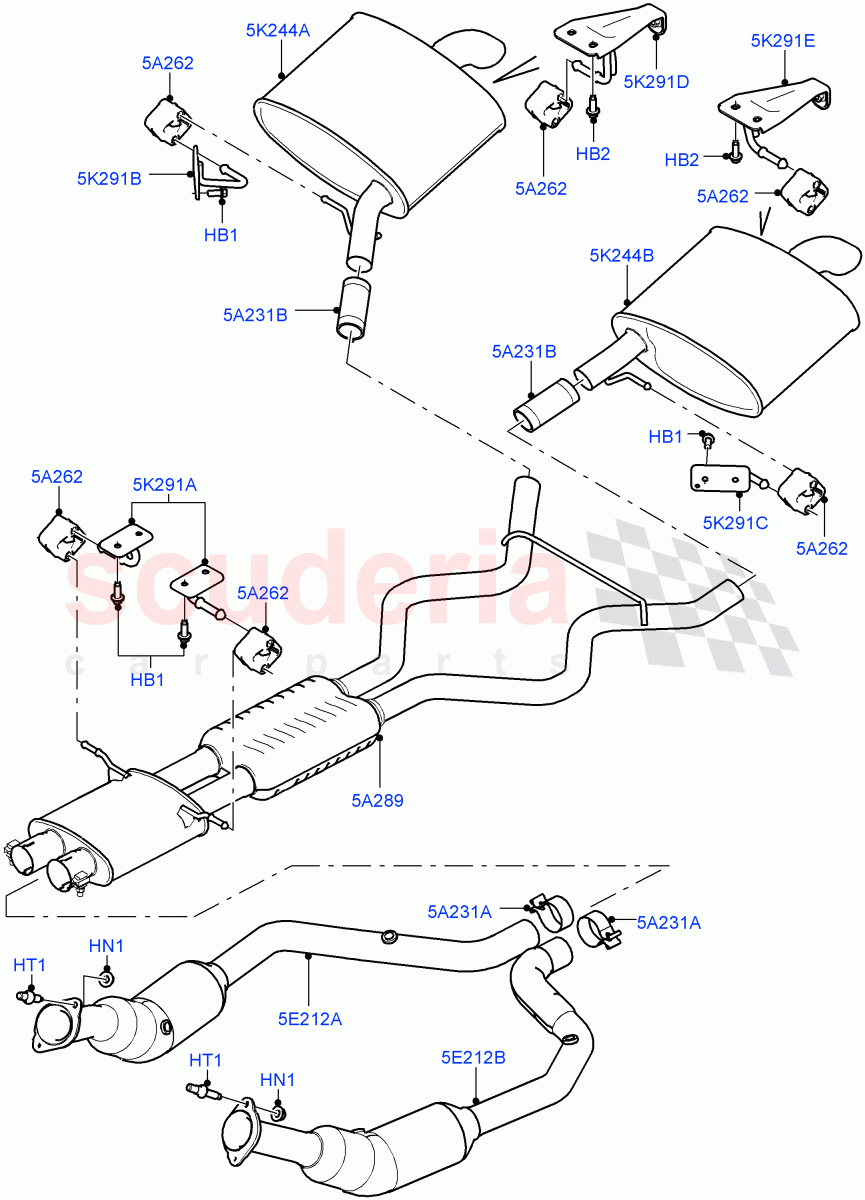 Exhaust System (5.0L OHC SGDI SC V8 Petrol - AJ133) ((V) TOHA999999) of Land Rover Land Rover Range Rover (2012-2021) [5.0 OHC SGDI SC V8 Petrol]