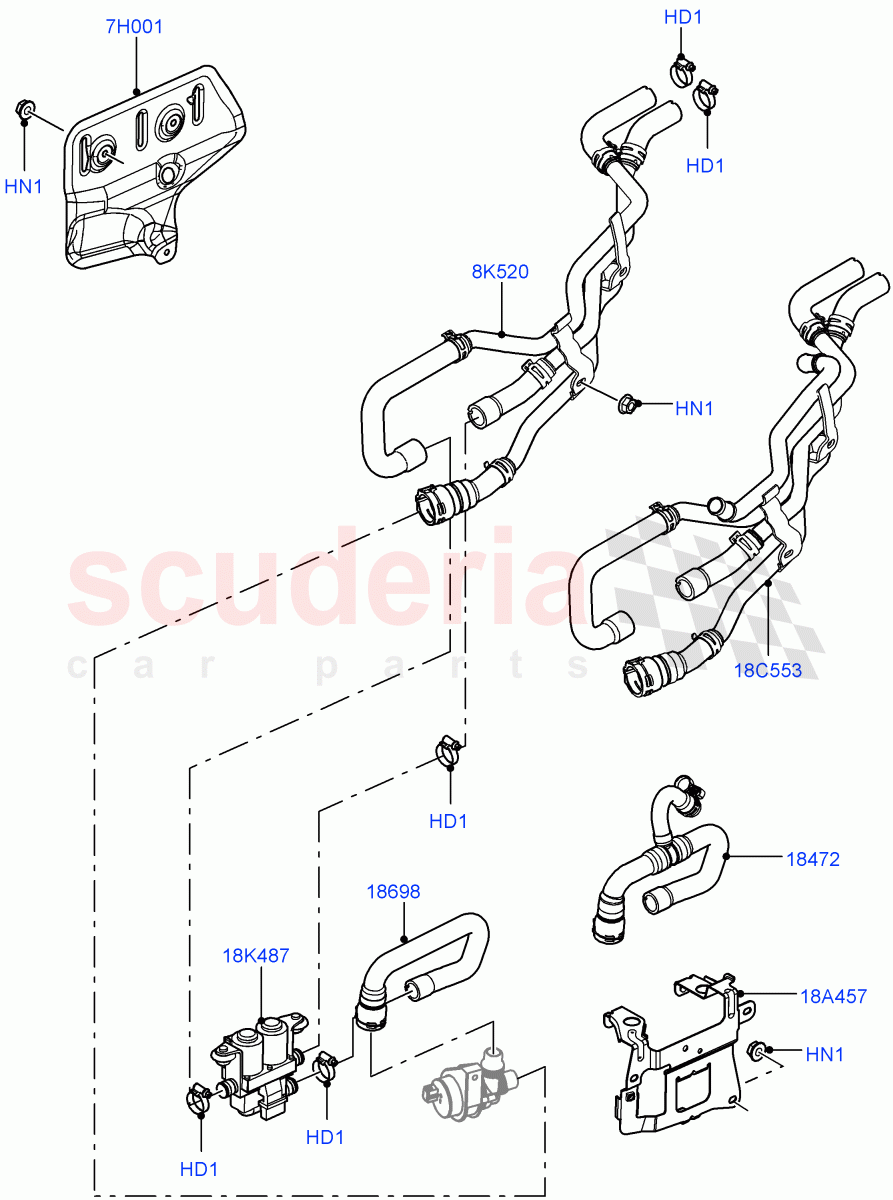 Heater Hoses(Heater Water Control, Front)((V)FROMBA000001) of Land Rover Land Rover Range Rover (2010-2012) [5.0 OHC SGDI NA V8 Petrol]