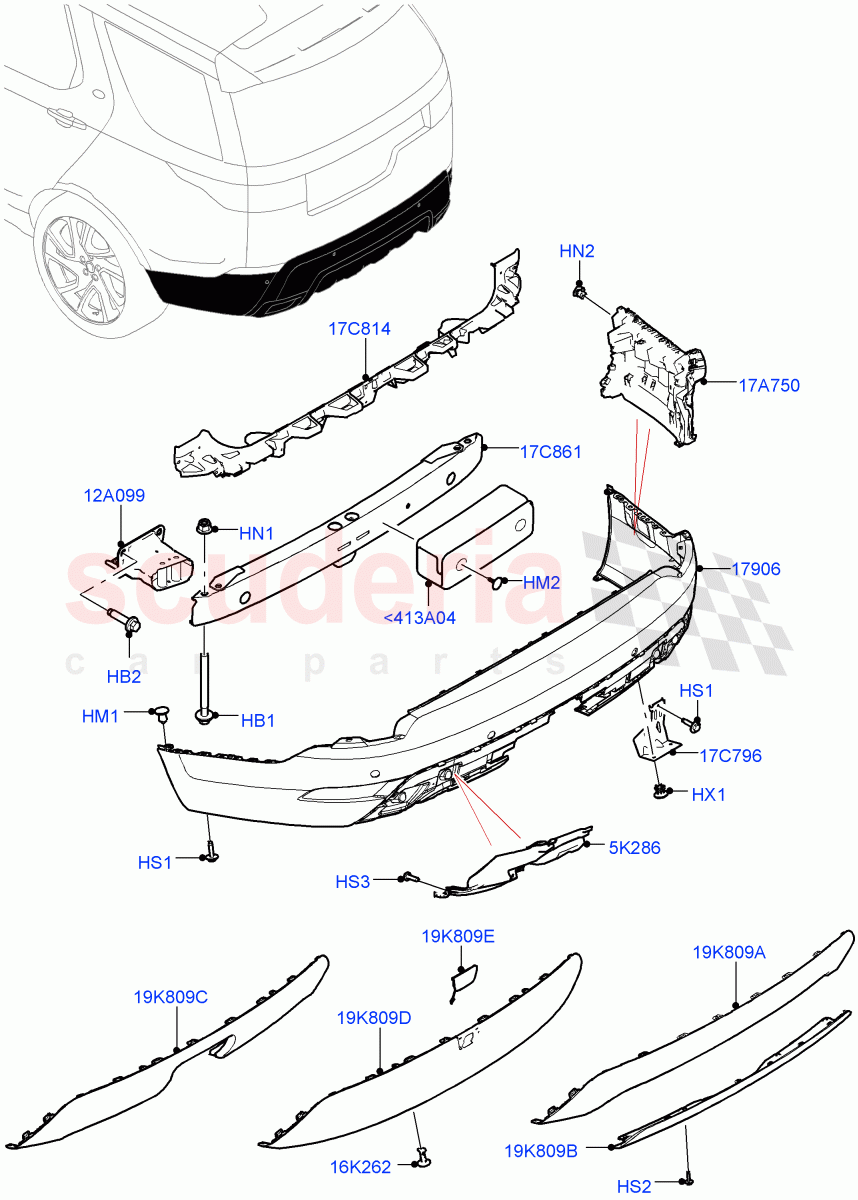 Rear Bumper(Nitra Plant Build)((V)FROMM2000001) of Land Rover Land Rover Discovery 5 (2017+) [3.0 I6 Turbo Petrol AJ20P6]