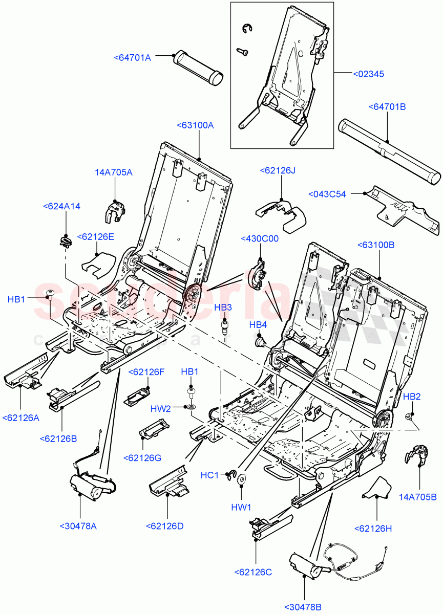 Rear Seat Base (Halewood (UK), 60/40 Load Through With Slide) ((V) TOKH999999) of Land Rover Land Rover Discovery Sport (2015+) [1.5 I3 Turbo Petrol AJ20P3]