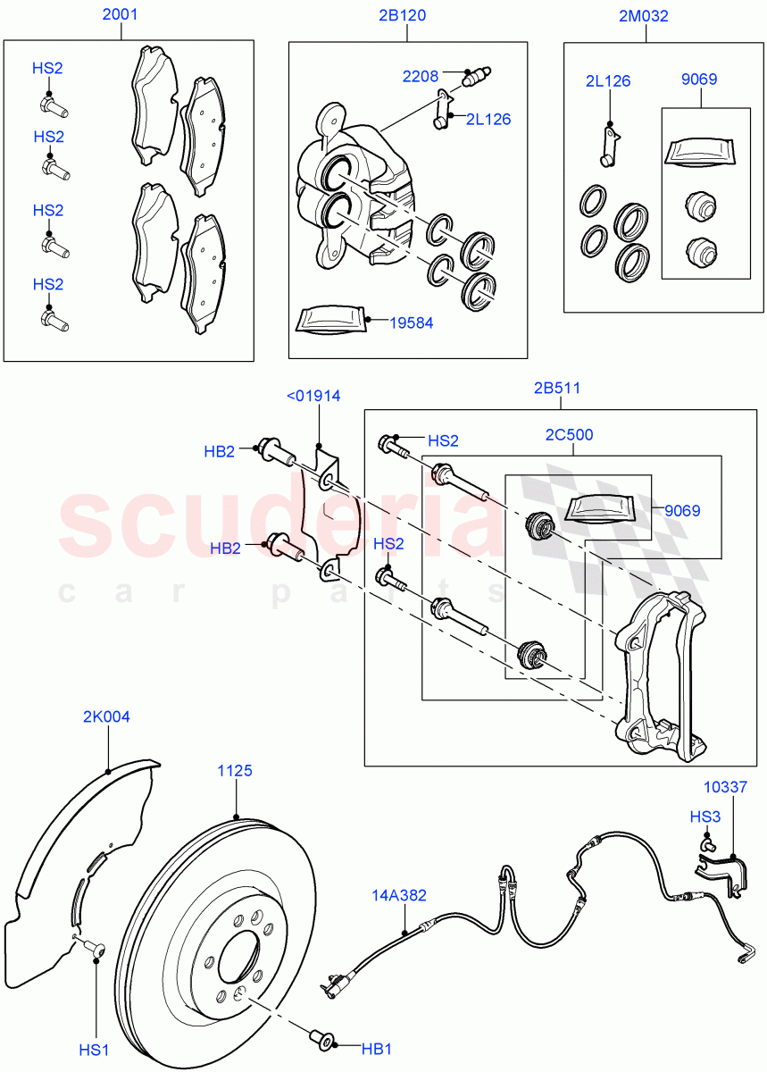 Front Brake Discs And Calipers(Solihull Plant Build)(Front Disc And Caliper Size 18)((V)FROMJA000001) of Land Rover Land Rover Discovery 5 (2017+) [3.0 Diesel 24V DOHC TC]