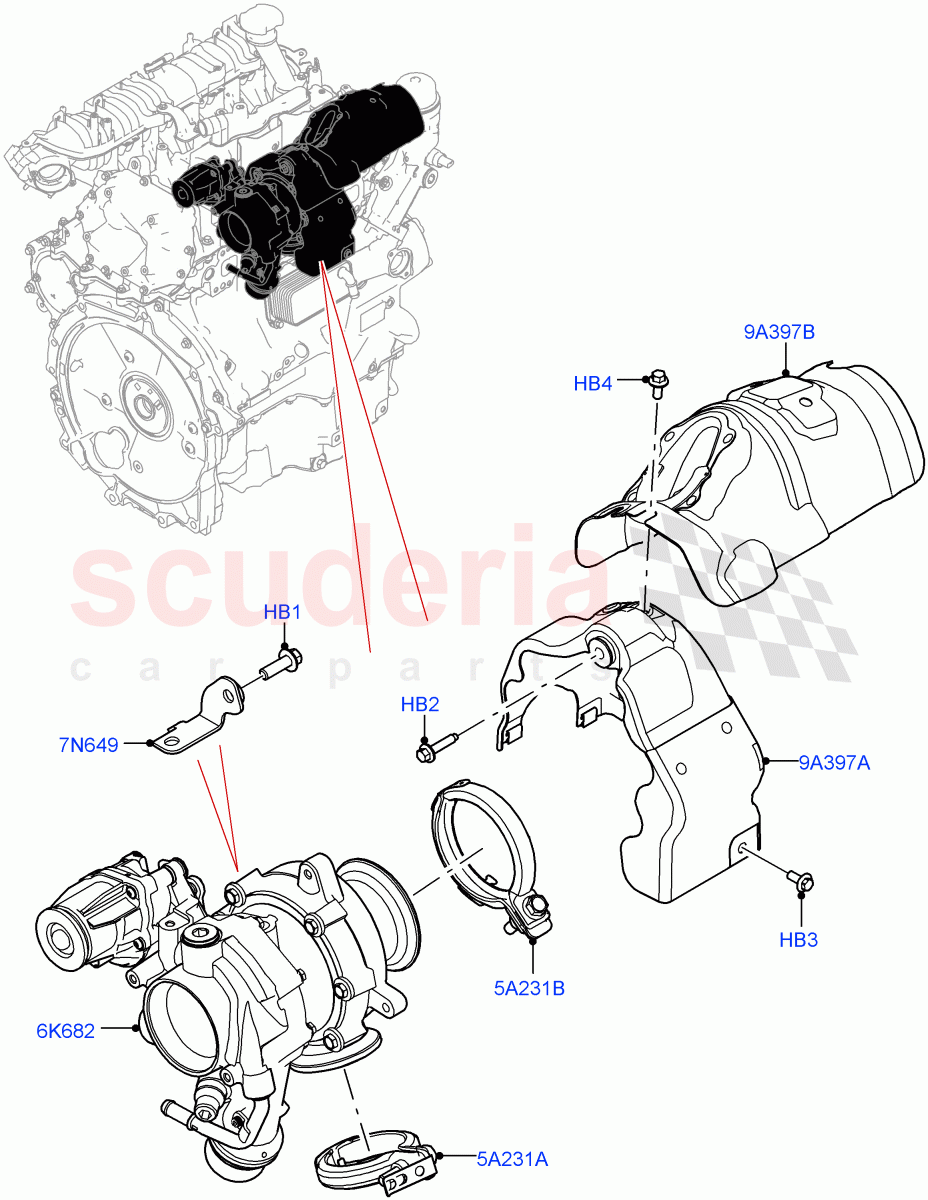 Turbocharger(2.0L AJ21D4 Diesel Mid,Halewood (UK))((V)FROMMH000001) of Land Rover Land Rover Range Rover Evoque (2019+) [2.0 Turbo Diesel AJ21D4]