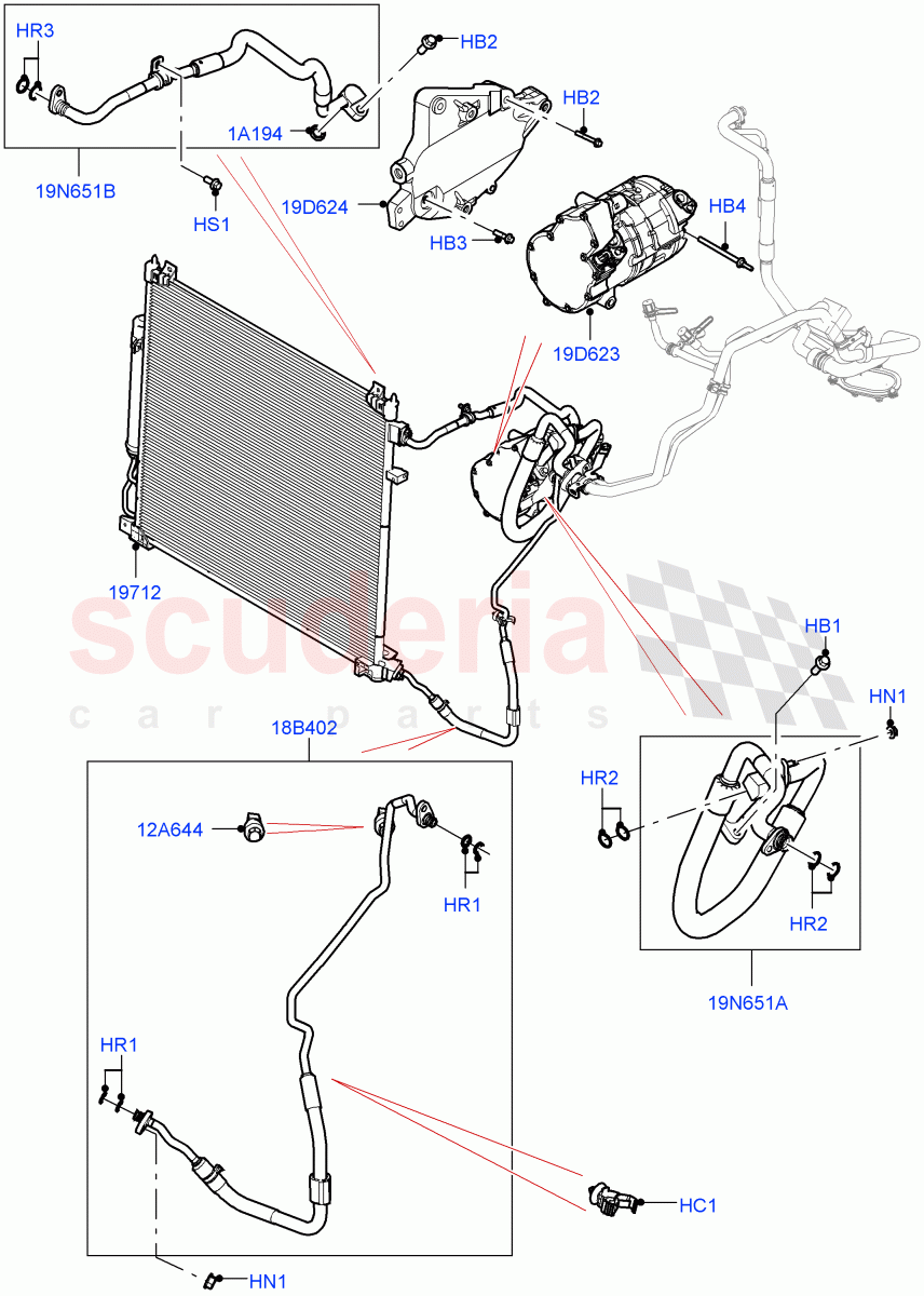 Air Conditioning Condensr/Compressr (2.0L AJ200P Hi PHEV) of Land Rover Land Rover Defender (2020+) [3.0 I6 Turbo Petrol AJ20P6]