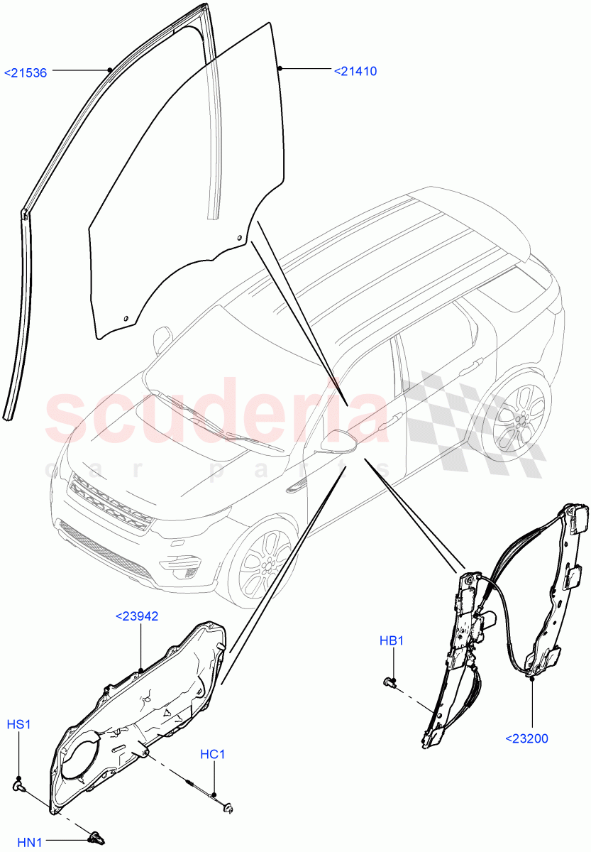 Front Door Glass & Window Controls (Halewood (UK)) of Land Rover Land Rover Discovery Sport (2015+) [2.0 Turbo Diesel AJ21D4]