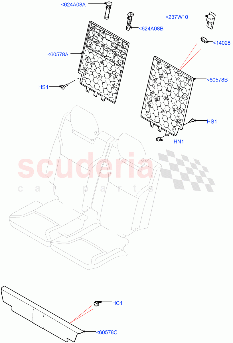 Rear Seat Back (Row 3, Solihull Plant Build) (Version - Core, With 7 Seat Configuration) ((V) FROMHA000001) of Land Rover Land Rover Discovery 5 (2017+) [3.0 DOHC GDI SC V6 Petrol]