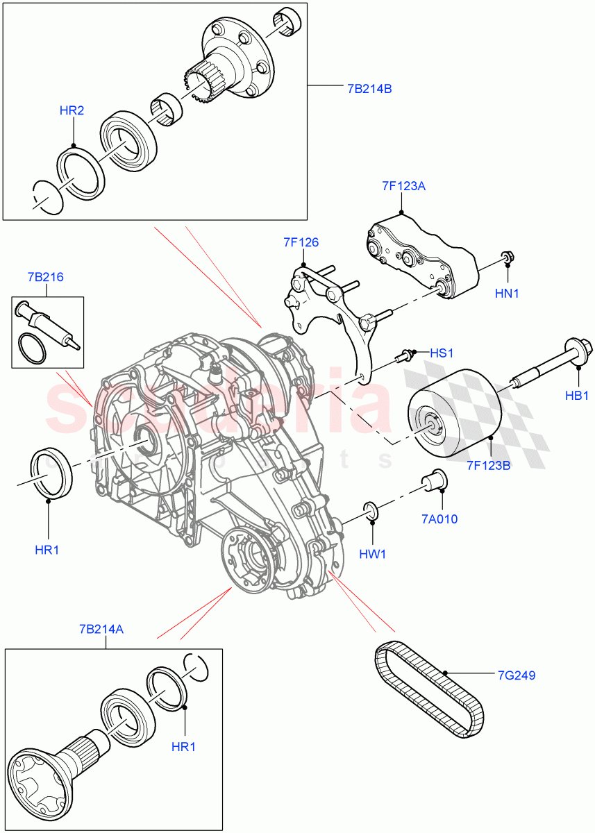 Transfer Drive Components (Nitra Plant Build) (With 1 Speed Transfer Case) ((V) FROMK2000001, (V) TOL2999999) of Land Rover Land Rover Discovery 5 (2017+) [3.0 I6 Turbo Petrol AJ20P6]