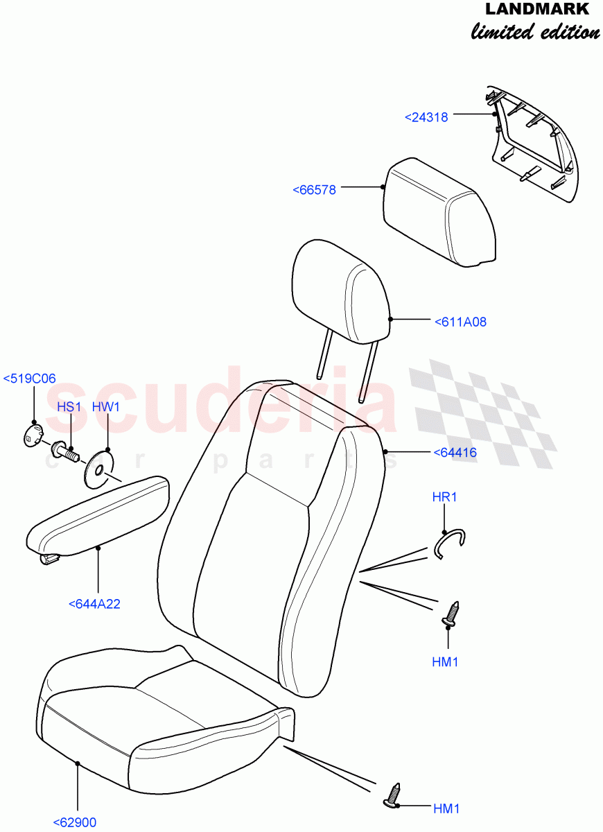 Front Seat Covers(Landmark Limited Edition)((V)FROMBA000001) of Land Rover Land Rover Discovery 4 (2010-2016) [5.0 OHC SGDI NA V8 Petrol]