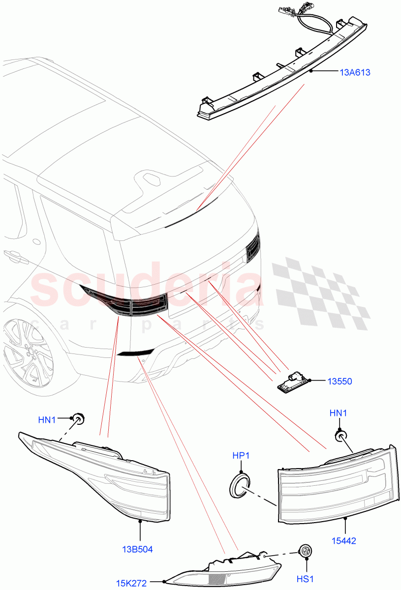 Rear Lamps(Solihull Plant Build)((V)FROMHA000001) of Land Rover Land Rover Discovery 5 (2017+) [3.0 Diesel 24V DOHC TC]