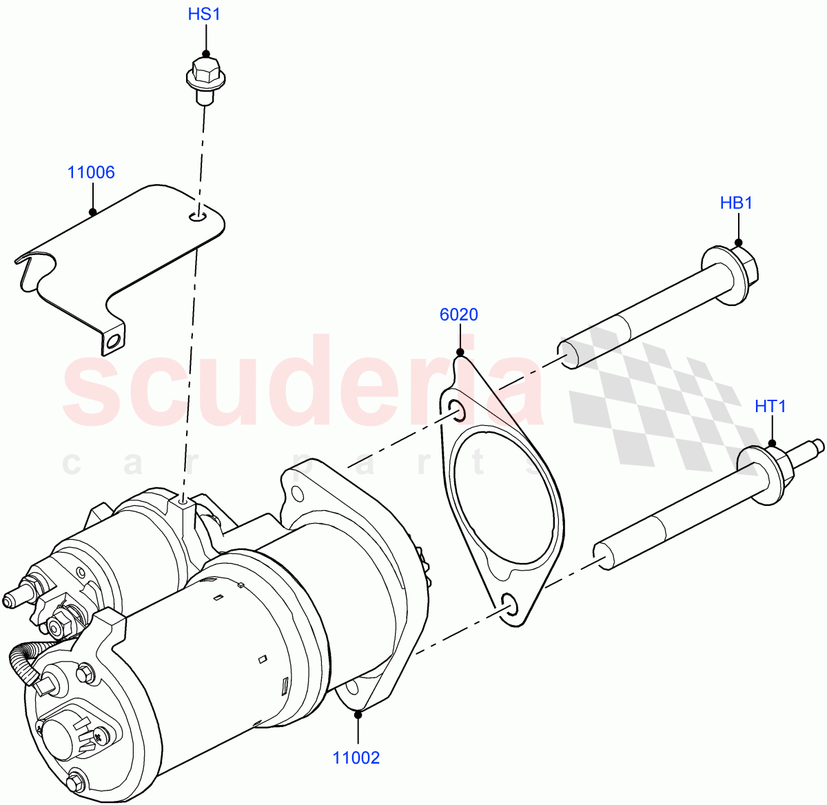 Starter Motor(3.0L AJ20D6 Diesel High)((V)FROMLA000001) of Land Rover Land Rover Range Rover Velar (2017+) [3.0 I6 Turbo Diesel AJ20D6]