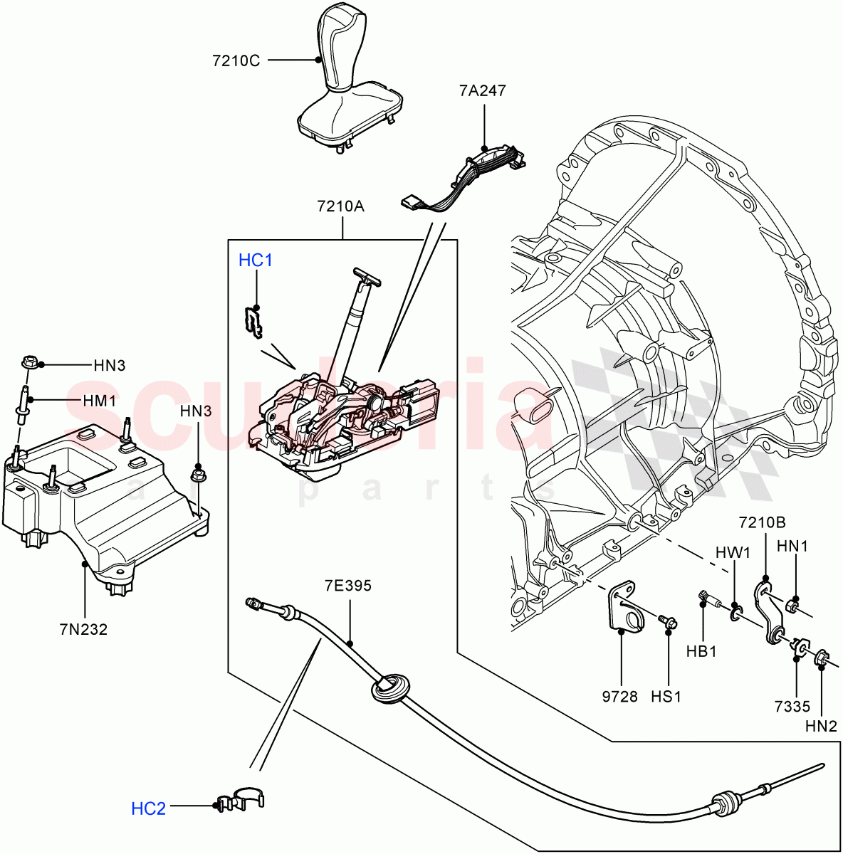 Gear Change-Automatic Transmission (Floor) (5.0L OHC SGDI SC V8 Petrol - AJ133, 6 Speed Auto Transmission ZF 6HP28, 5.0L OHC SGDI NA V8 Petrol - AJ133) ((V) FROMAA000001) of Land Rover Land Rover Range Rover (2010-2012) [4.4 DOHC Diesel V8 DITC]