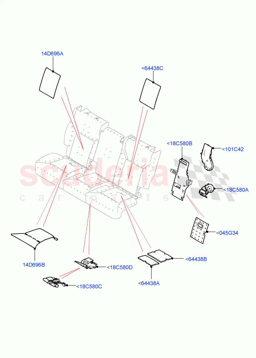 Rear Seat Pads/Valances & Heating(Solihull Plant Build, Heating)(Version - Core,60/40 Load Through With Slide)((V)FROMHA000001) of Land Rover Land Rover Discovery 5 (2017+) [3.0 Diesel 24V DOHC TC]