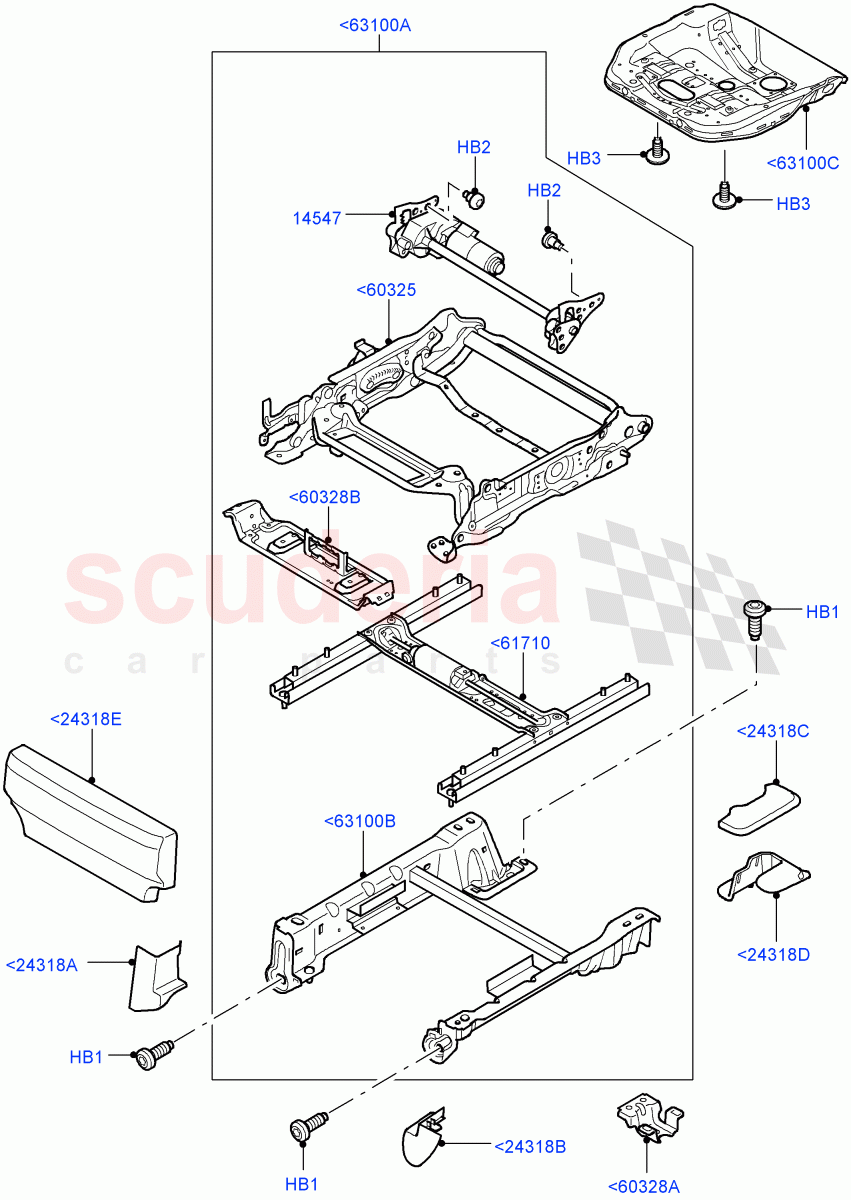 Front Seat Base(Electric Front Seat Adj Non Memory)((V)TO9A999999) of Land Rover Land Rover Range Rover Sport (2005-2009) [4.4 AJ Petrol V8]