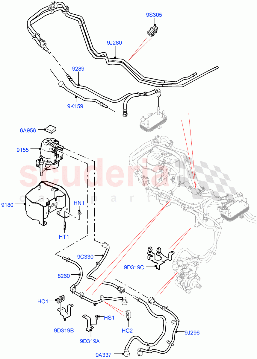 Fuel Filter (2.0L AJ20D4 Diesel Mid PTA, Halewood (UK), Extra High Engine Cooling, Fuel Tank-Diesel, 2.0L AJ20D4 Diesel LF PTA) of Land Rover Land Rover Discovery Sport (2015+) [2.0 Turbo Diesel]