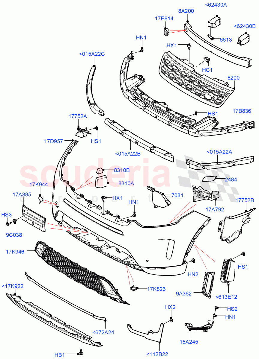 Radiator Grille And Front Bumper (Halewood (UK), Front Bumper - Sport - Body Colour) ((V) FROMLH000001) of Land Rover Land Rover Discovery Sport (2015+) [2.0 Turbo Petrol GTDI]