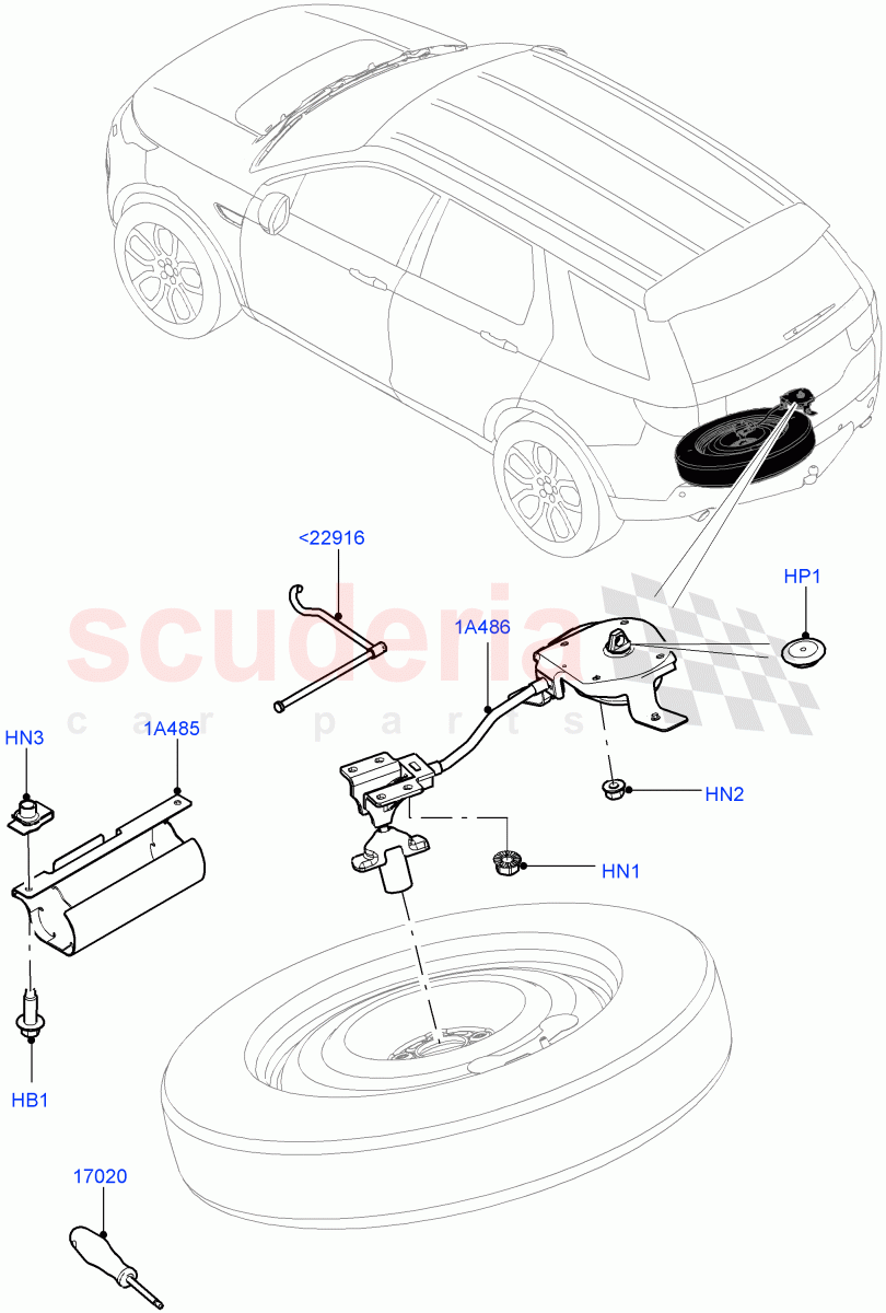 Spare Wheel Carrier (Itatiaia (Brazil), With 7 Seat Configuration) ((V) FROMGT000001) of Land Rover Land Rover Discovery Sport (2015+) [2.0 Turbo Petrol GTDI]