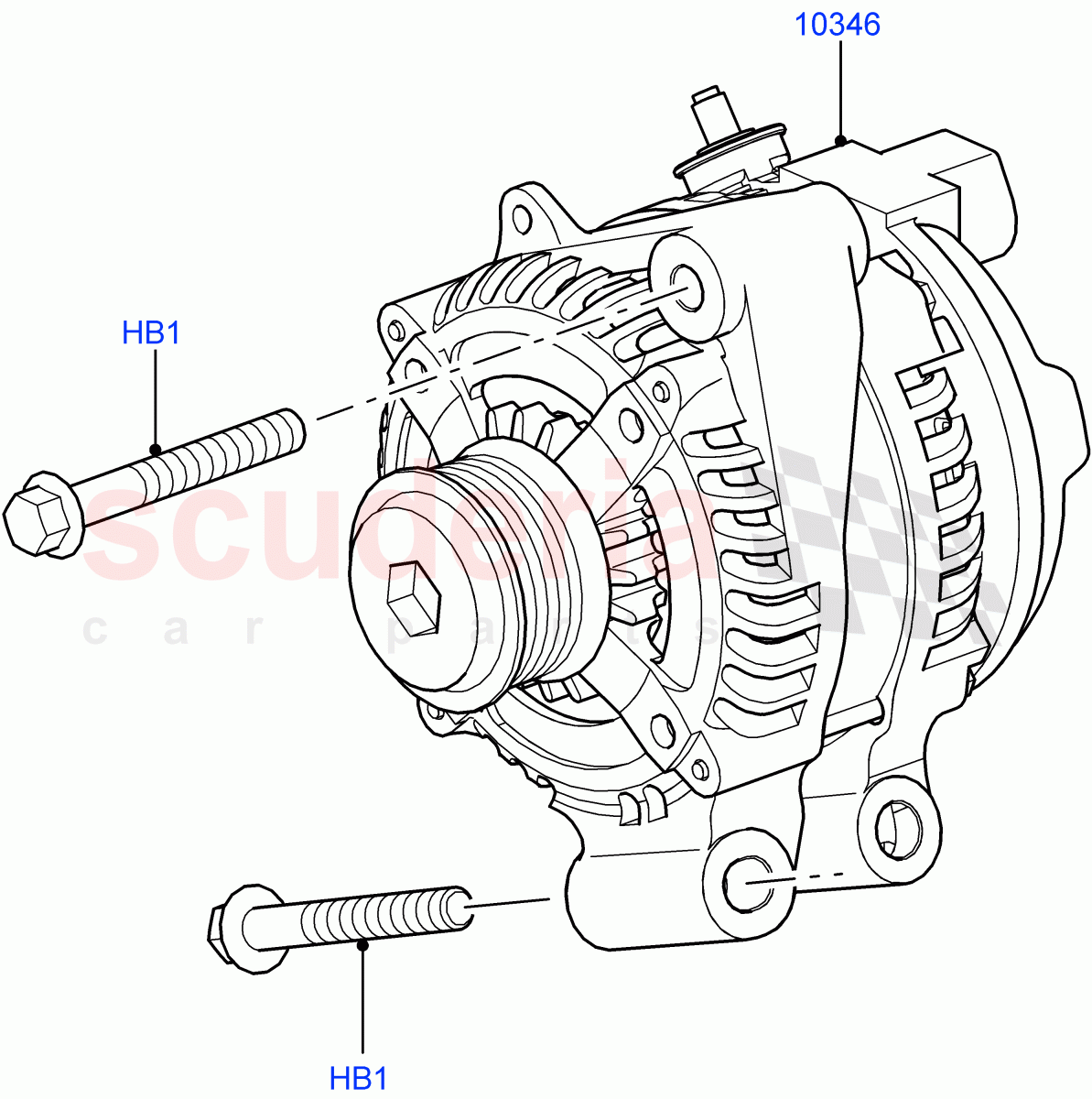 Alternator And Mountings(5.0L OHC SGDI SC V8 Petrol - AJ133,5.0L OHC SGDI NA V8 Petrol - AJ133)((V)FROMAA000001) of Land Rover Land Rover Range Rover Sport (2010-2013) [3.0 Diesel 24V DOHC TC]