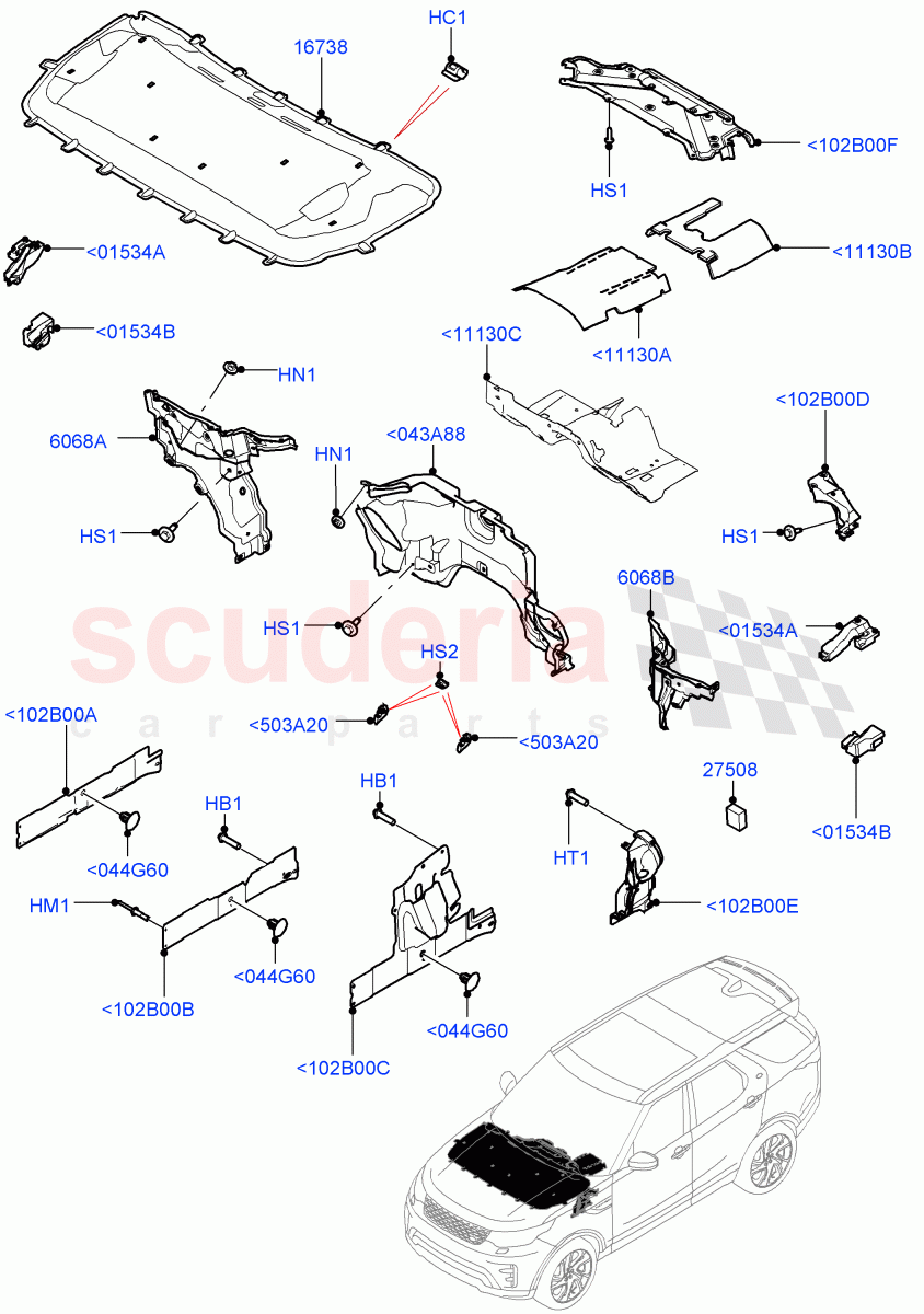 Insulators - Front(Engine Compartment, Nitra Plant Build)((V)FROMK2000001) of Land Rover Land Rover Discovery 5 (2017+) [3.0 I6 Turbo Diesel AJ20D6]