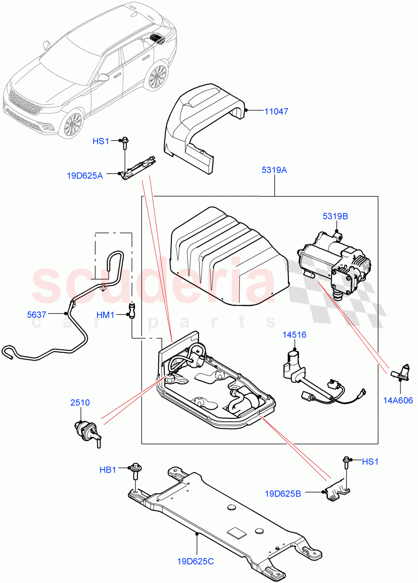 Air Suspension Compressor And Lines (With Four Corner Air Suspension) ((V) FROMMA000001) of Land Rover Land Rover Range Rover Velar (2017+) [3.0 I6 Turbo Diesel AJ20D6]