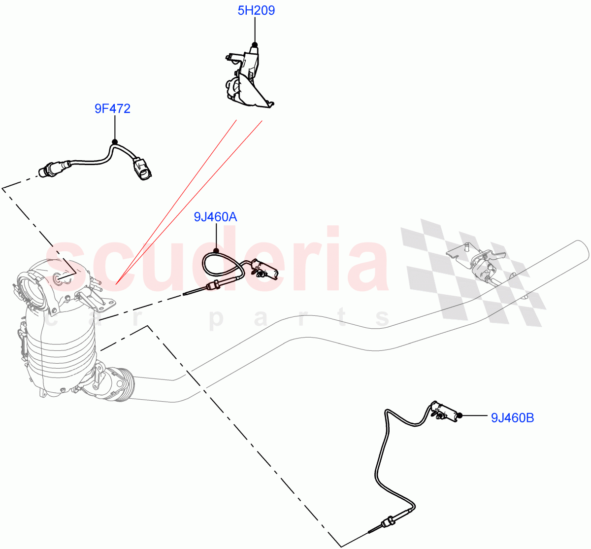Exhaust Sensors And Modules (2.0L I4 DSL MID DOHC AJ200, Stage V Plus DPF, 2.0L I4 DSL HIGH DOHC AJ200, L6 Diesel Emissions) of Land Rover Land Rover Range Rover Velar (2017+) [2.0 Turbo Diesel]