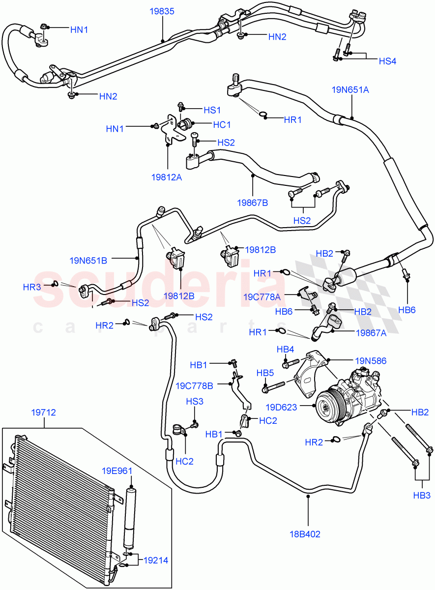 Air Conditioning Condensr/Compressr (3.6L V8 32V DOHC EFi Diesel Lion) ((V) FROMAA000001) of Land Rover Land Rover Range Rover (2010-2012) [5.0 OHC SGDI SC V8 Petrol]