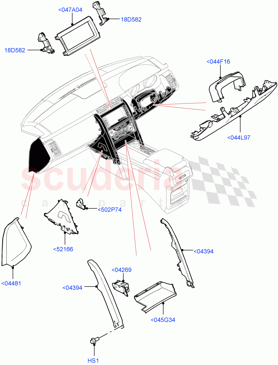 Instrument Panel (Solihull Plant Build, Lower, External Components) ((V) FROMHA000001) of Land Rover Land Rover Discovery 5 (2017+) [2.0 Turbo Diesel]