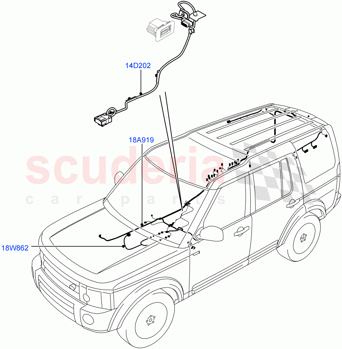 Electrical Wiring - Body And Rear (Audio/Navigation/Entertainment) ((V) FROMBA000001, (V) TOBA999999) of Land Rover Land Rover Discovery 4 (2010-2016) [4.0 Petrol V6]