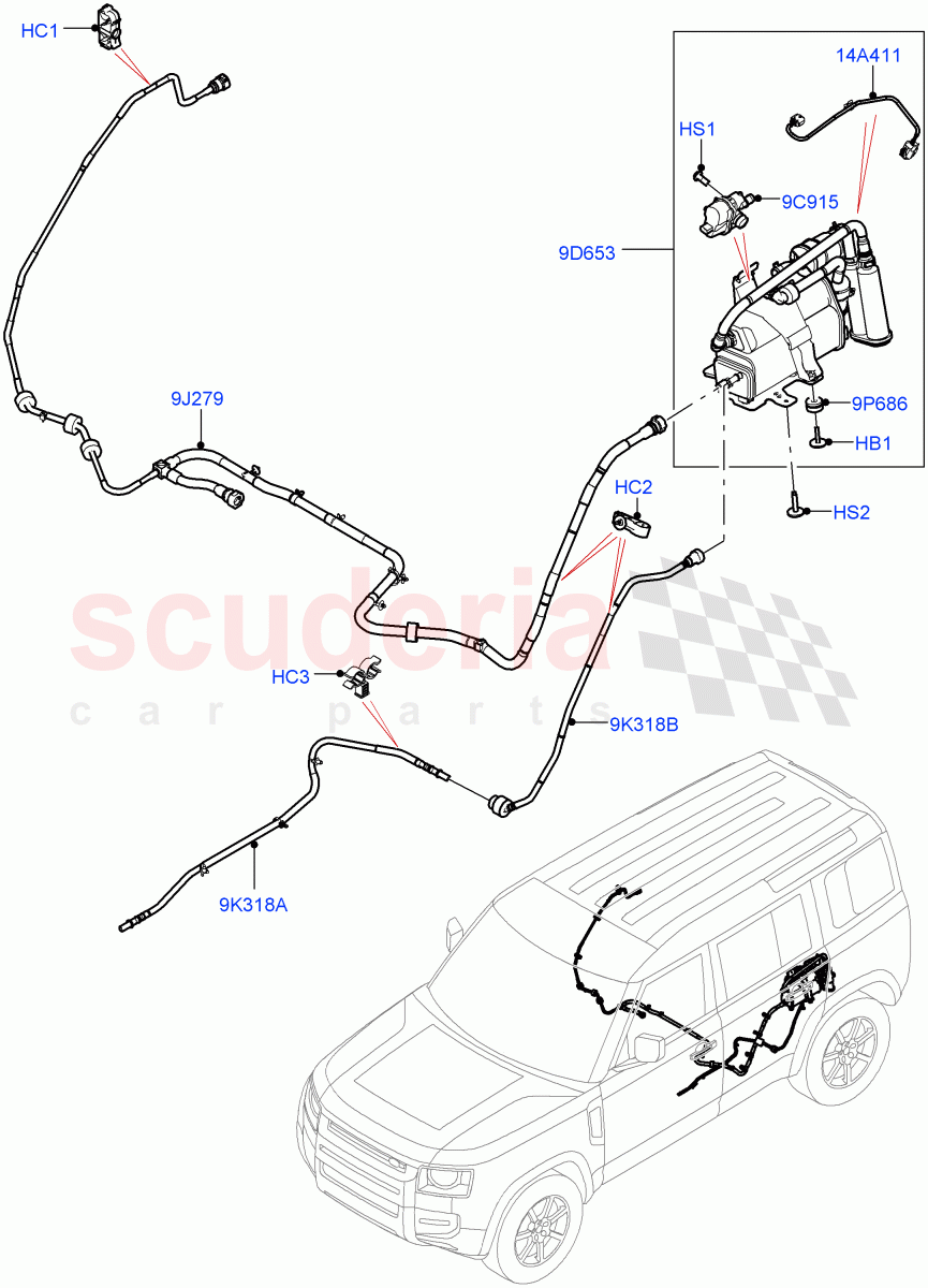 Carbon Canister (Nitra Plant Build) (2.0L I4 High DOHC AJ200 Petrol, Petrol Tank With Leak Detection, Pet Tank With Leak Det - Lrg Filter) ((V) TOM2999999) of Land Rover Land Rover Defender (2020+) [2.0 Turbo Petrol AJ200P]