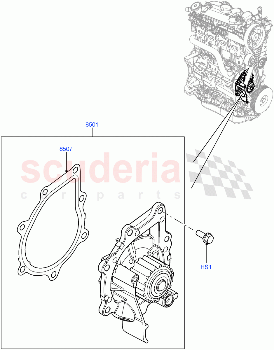 Water Pump(2.2L DOHC EFI TC DW12,2.2L CR DI 16V Diesel) of Land Rover Land Rover Range Rover Evoque (2012-2018) [2.2 Single Turbo Diesel]