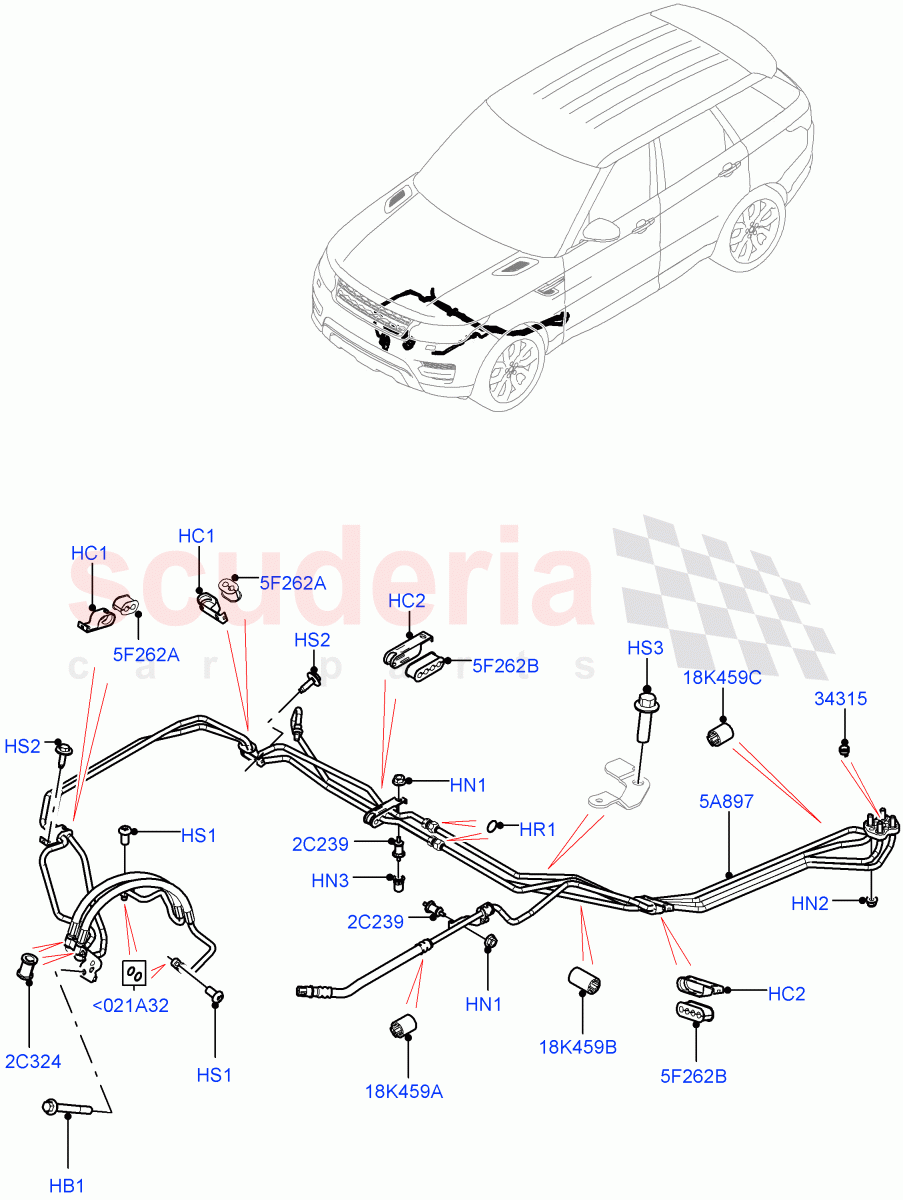 Active Anti-Roll Bar System (ARC Pipes, Front) (Electronic Air Suspension With ACE, Sport Suspension w/ARC) ((V) FROMKA000001) of Land Rover Land Rover Range Rover Sport (2014+) [2.0 Turbo Diesel]
