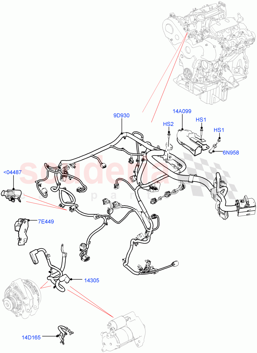 Electrical Wiring - Engine And Dash(3.0 V6 D Gen2 Mono Turbo)((V)FROMFA000001) of Land Rover Land Rover Range Rover Sport (2014+) [3.0 DOHC GDI SC V6 Petrol]