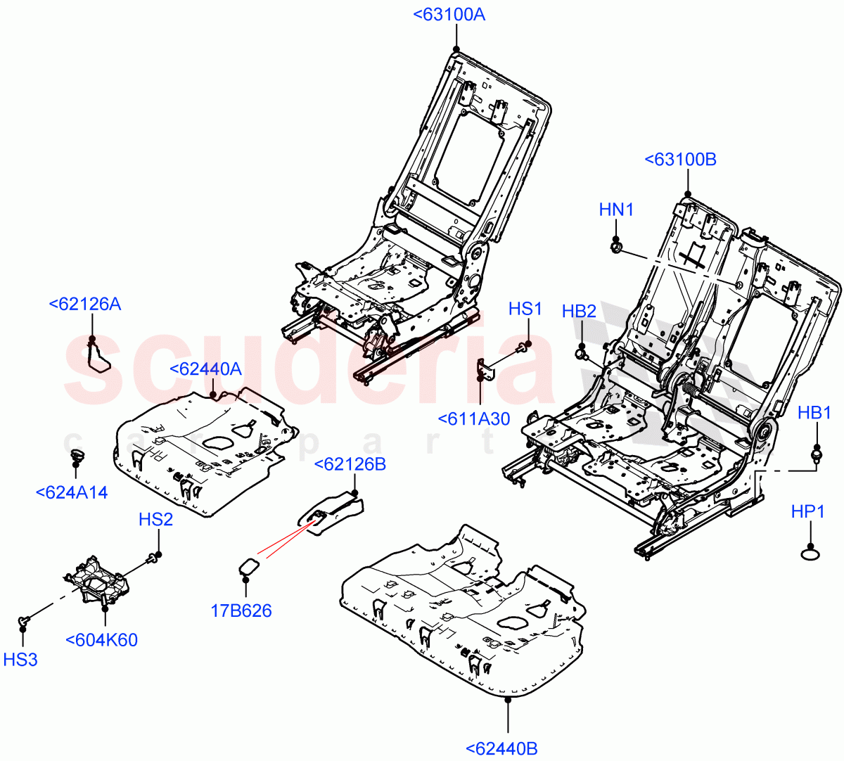 Rear Seat Base (With 60/40 Power Fold Thru Rr Seat) of Land Rover Land Rover Range Rover (2022+) [4.4 V8 Turbo Petrol NC10]