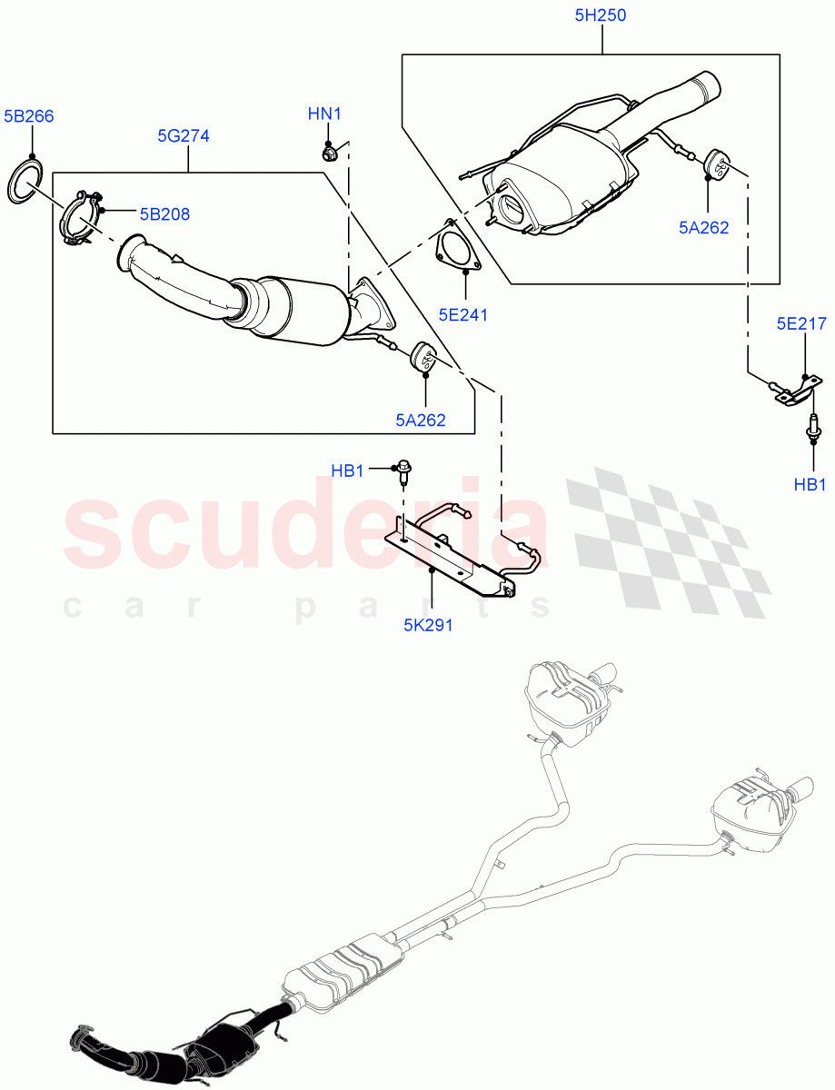 Exhaust System (Front Section) (2.2L CR DI 16V Diesel, EU5 Emission With DPF Type 2, With 7 Seat Configuration, Proconve L6 Emissions, Stage V Plus DPF) of Land Rover Land Rover Discovery Sport (2015+) [2.2 Single Turbo Diesel]
