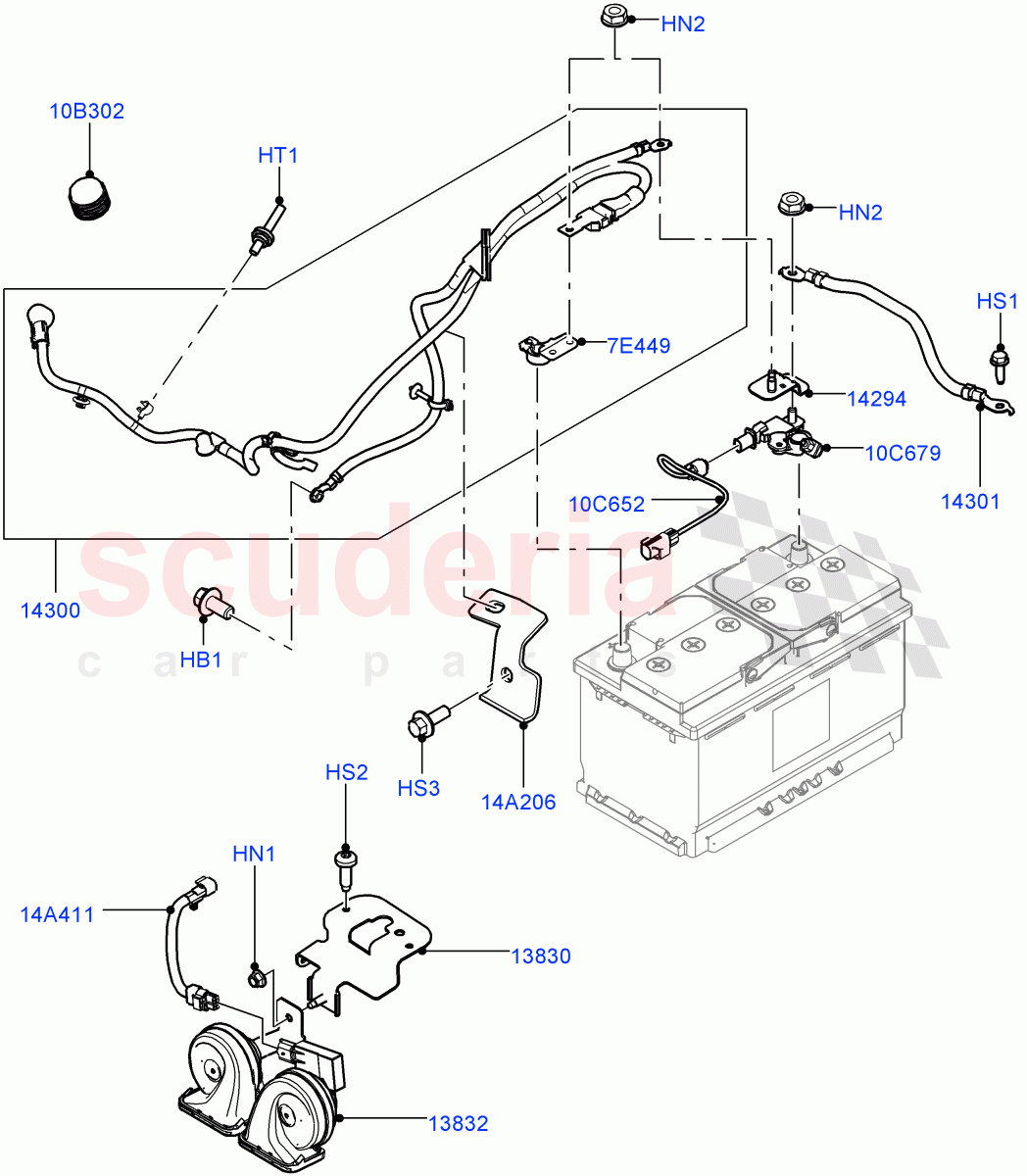 Battery Cables And Horn (Halewood (UK)) of Land Rover Land Rover Range Rover Evoque (2012-2018) [2.0 Turbo Diesel]