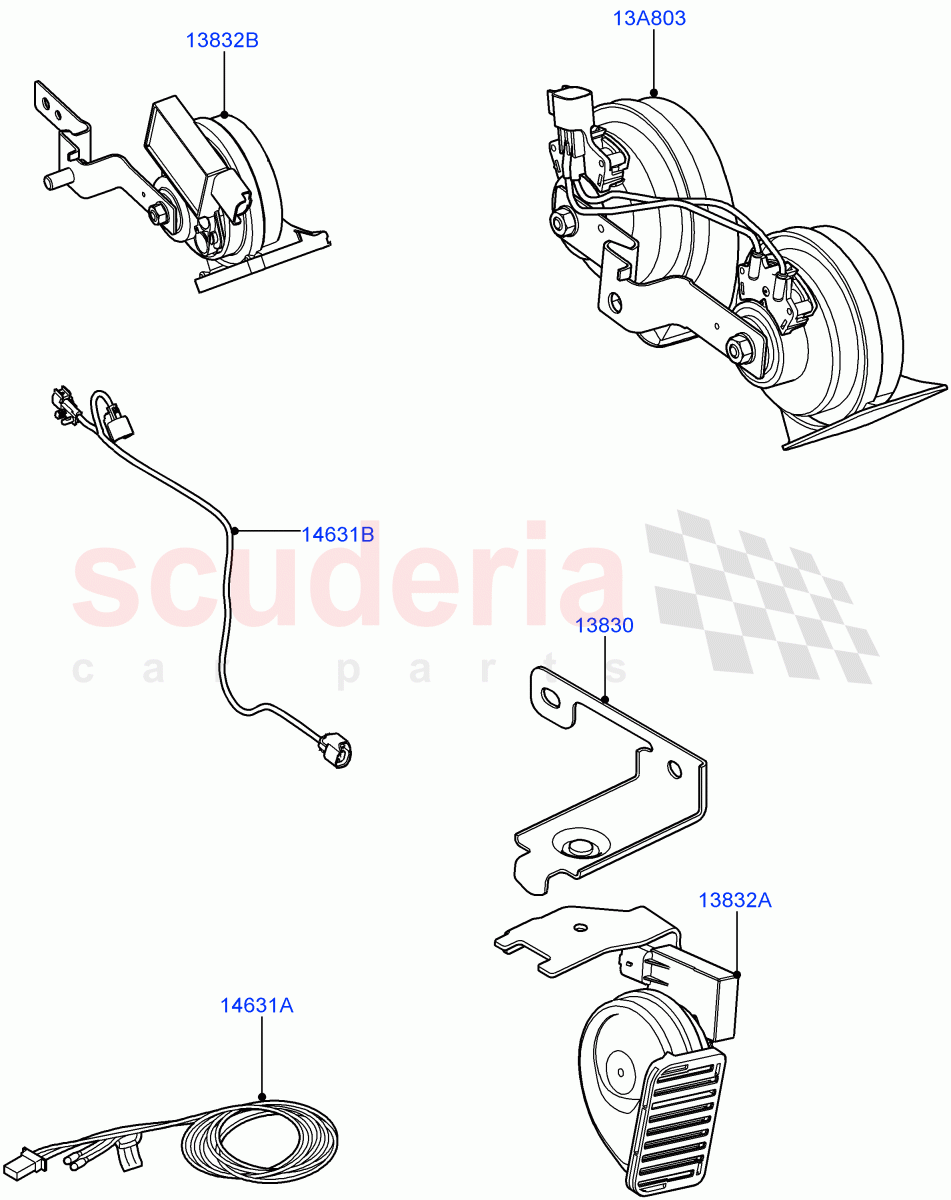 Battery Cables And Horn (Horn) ((V) FROMAA000001) of Land Rover Land Rover Range Rover (2010-2012) [4.4 DOHC Diesel V8 DITC]