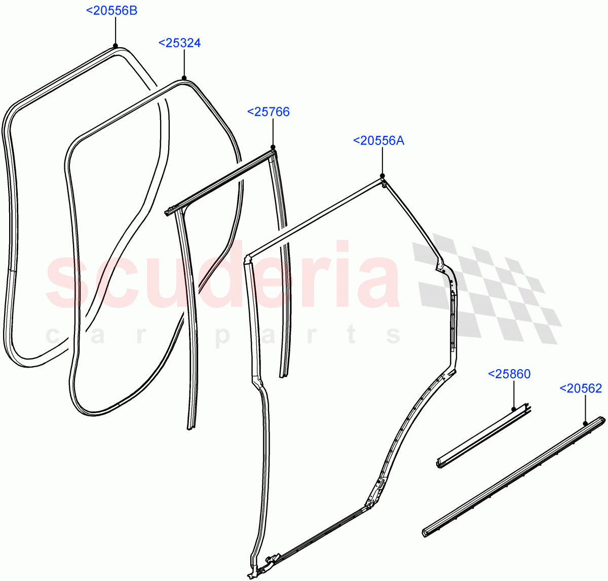 Rear Doors, Hinges & Weatherstrips(Weatherstrips And Seals) of Land Rover Land Rover Range Rover (2022+) [3.0 I6 Turbo Diesel AJ20D6]