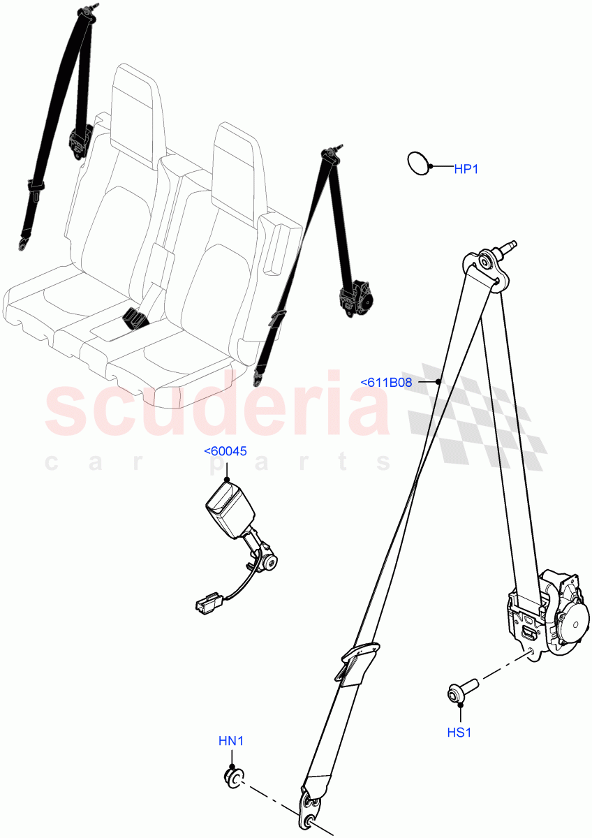 Rear Seat Belts(With 3rd Row Double Seat) of Land Rover Land Rover Defender (2020+) [3.0 I6 Turbo Petrol AJ20P6]